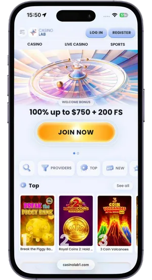 Safari browser on iPhone with casino site open