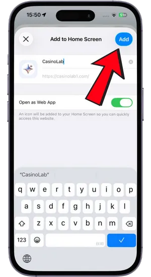 iPhone screen for naming shortcut Chicken Road