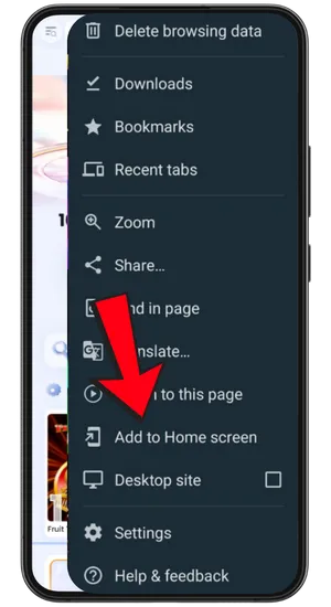 Open Chrome menu to add shortcut