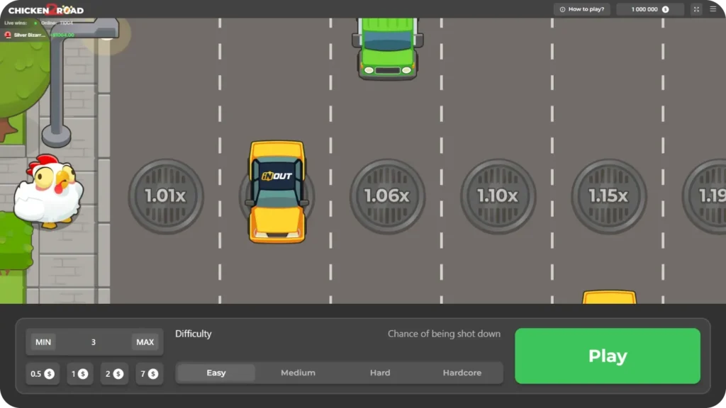 Chicken Road 2 review game rules, bet size selection and difficulty selection