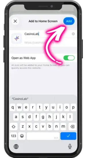 Confirm shortcut name popup Add button iOS